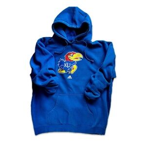 Adidas Jayhawks Royal Blue Hooded Sweatshirt Pullover Original School Logo